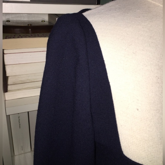 Lela Rose Navy Blue Square Neckline Fit Flare Top - Picture 3 of 10